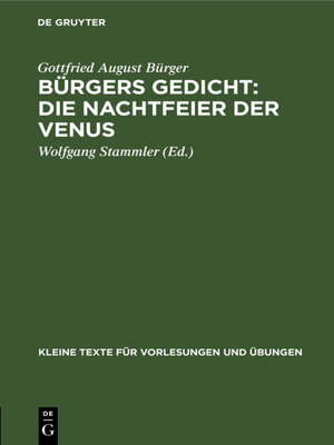 cover image of Bürgers Gedicht